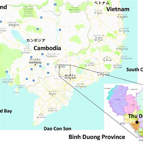 Location of Binh Duong Province. Source. Created from the HP material... | Download Scientific ...