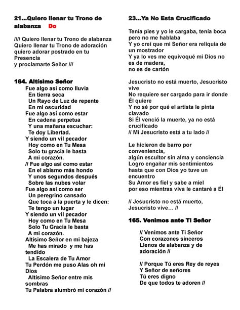 Cadenas coros letra - 21 .. llenar tu Trono de alabanza Do //// Quiero ...