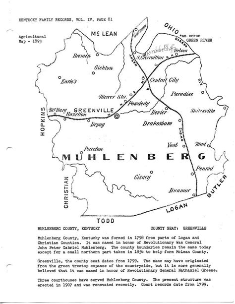 Muhlenberg County Kentucky Map 1893