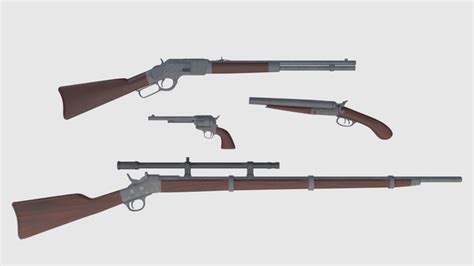 3D model Wild West Weapons Combination Pack - Game Ready VR / AR / low-poly rigged animated ...