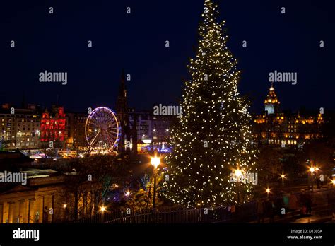 Edinburgh Christmas tree city centre, Scotland, UK, Europe Stock Photo ...