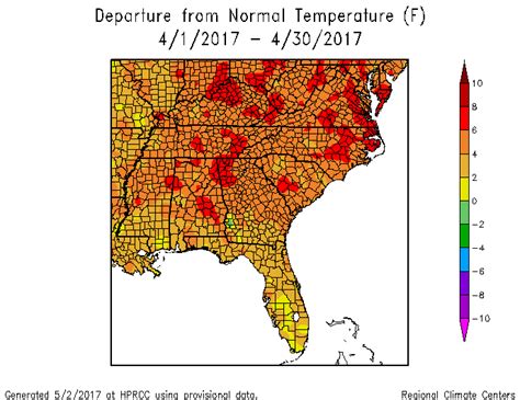 SERCC: Climate summary for the Southeast for April 2017 | Climate and ...