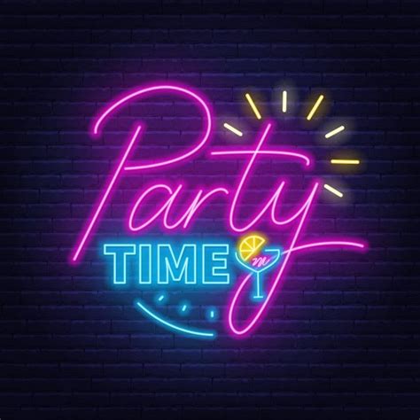 Premium Vector | Party time neon lettering in retro style. | Neon ...