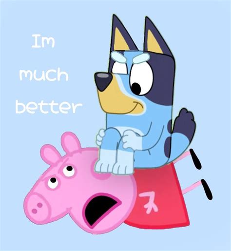 a cartoon dog riding on the back of a pink pig with an i'm much better message above it