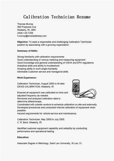 Resume Samples: Calibration Technician Resume Sample