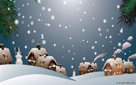 Snowy Christmas Village - Wallpaper - FreeChristmasWallpapers.net