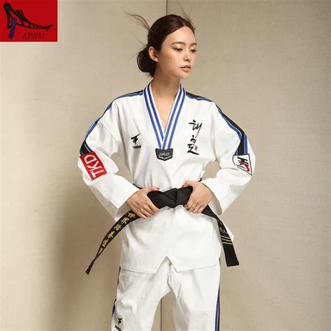 Martial Arts TKD Tae Kwon Do Korea V neck Adult Taekwondo Master Uniform for Poomsae & Training ...