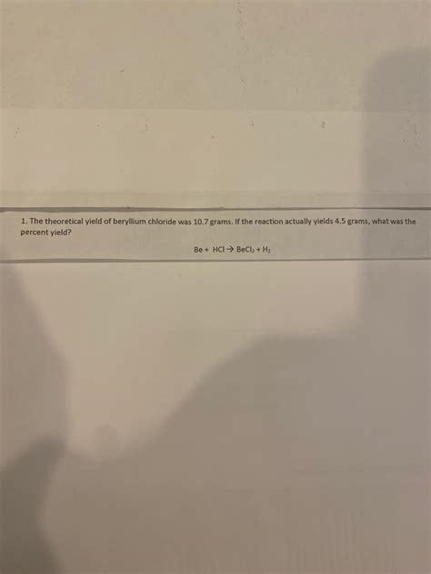 Answered: 1. The theoretical yield of beryllium… | bartleby