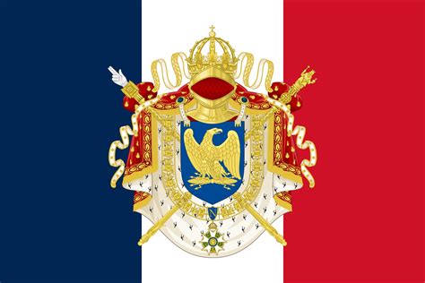 First French Empire flag with the Imperial coat of arms on. : r ...