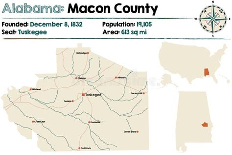 Map of Macon County in Alabama Stock Vector - Illustration of macon ...