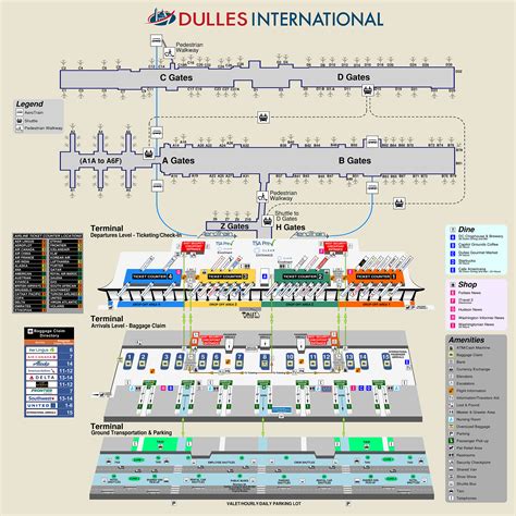 Dulles Airport Map (IAD) - Printable Terminal Maps, Shops, Food ...