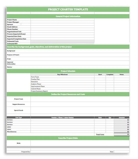 Project Charter Template Excel Free | Hot Sex Picture