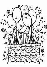 Happy Birthday Cake With Balloons coloring Page  Download Print Or sketch template