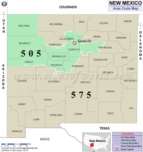 New Mexico Area Codes | Map of New Mexico Area Codes