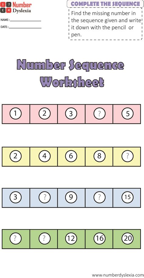 Free Printable Number Sequencing Worksheets [PDF] - Number Dyslexia