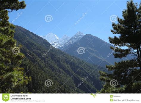 Everest Summit from Nepal in Everest Trek Stock Image - Image of ...