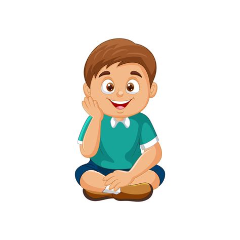 Cartoon little boy sitting on the floor 18792632 Vector Art at Vecteezy