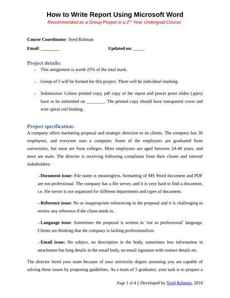 (PDF) How to write a report - Assignment template