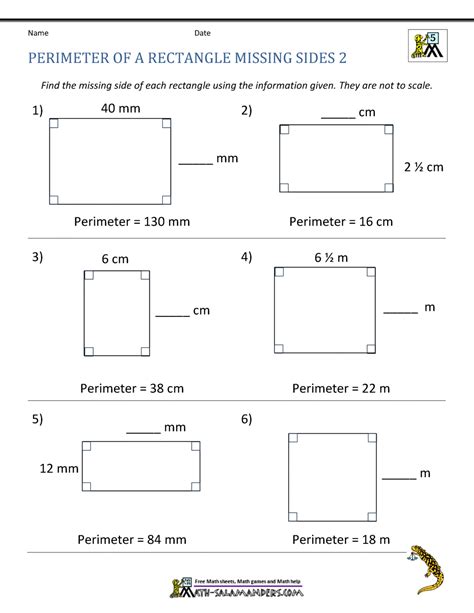 Perimeter Of Rectangle Worksheet