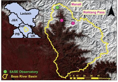 1 Study area map of Beas River basin, India depicting SASE observatory ...