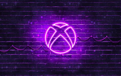 Download wallpapers Xbox violet logo, 4k, violet brickwall, Xbox logo ...