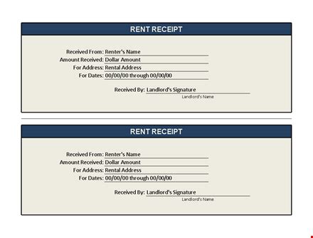 Rent Receipt Template Excel