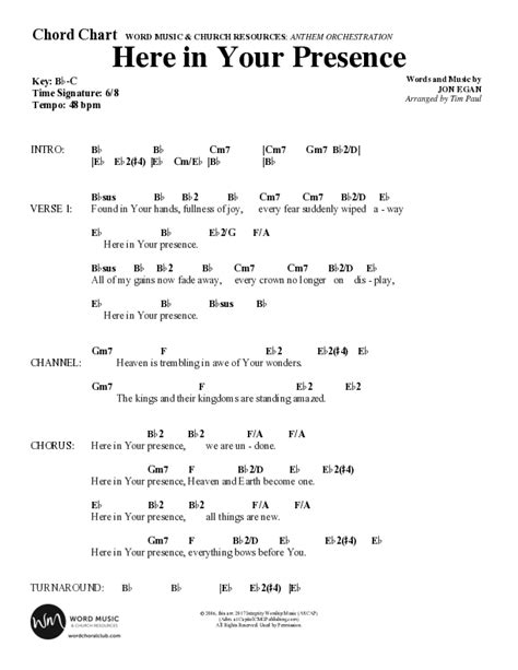 Here In Your Presence (Choral Anthem SATB) Chords PDF (Word Music Choral / Arr. Tim Paul ...