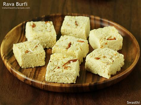 Rava Burfi Recipe (Suji Barfi) - Swasthi's Recipes