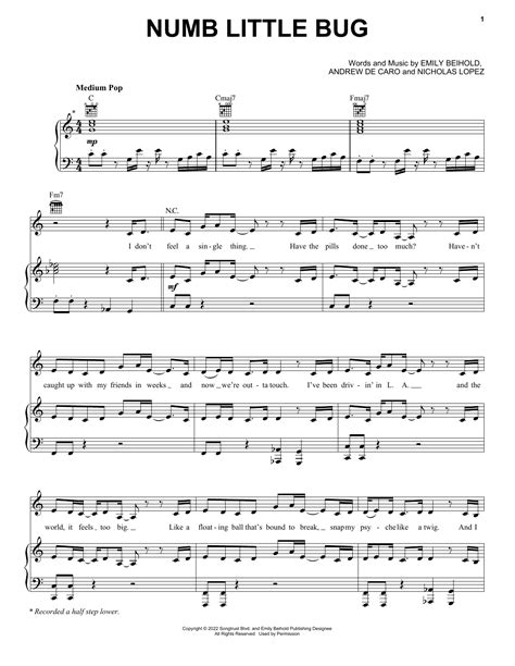 Em Beihold "Numb Little Bug" Sheet Music Notes | Download Printable PDF Score 1131033