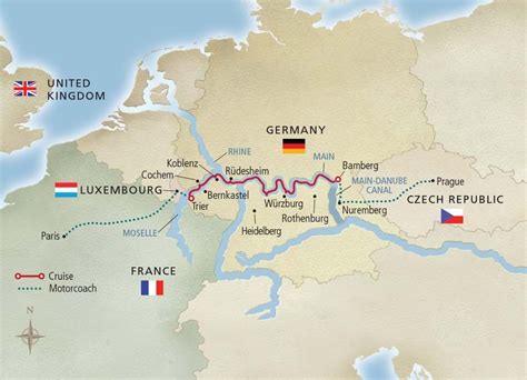 a map showing the route from germany to france