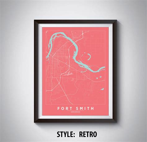 Map of Fort Smith, AR Fort Smith Map Fort Smith Poster Office Décor Wall Art Travel Map Fort ...