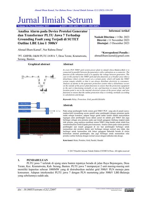 (PDF) Analisa Alarm pada Device Proteksi Generator dan Transformer PLTU ...