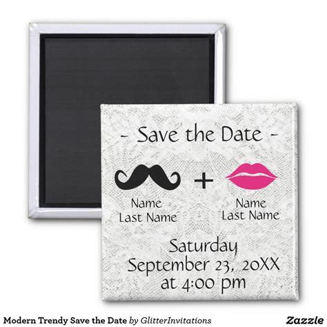 Modern Trendy Save the Date Magnet | Zazzle.com | Save the date, Save the date magnets, Wedding ...