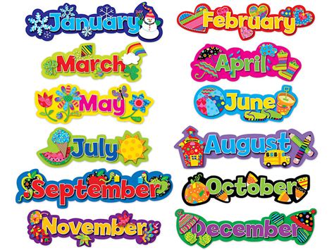 Printable Months Of The Year Clipart