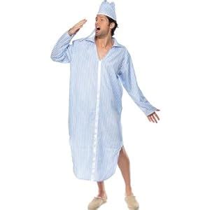 New Mens Blue & White Stripped Wee Willy Winky Nighty Fancy Dress Costume: Amazon.co.uk: Toys ...