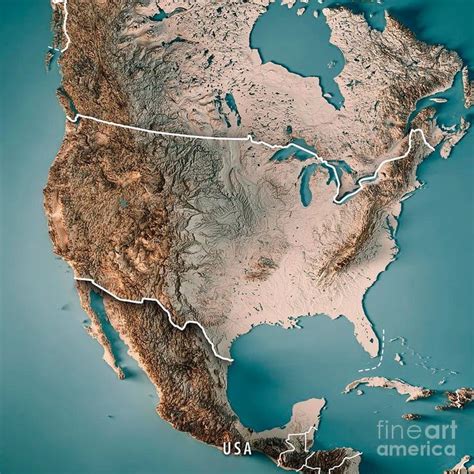 3D topographic map of US : MapPorn | Topographic map, Relief map, North america map