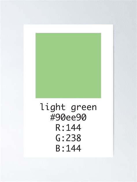 "Light Green Hex and RGB Code " Poster for Sale by Number3art | Redbubble