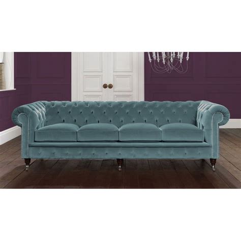 Lagoon Blue Velvet Chesterfield Sofa Couch, Velvet Chesterfield Sofa, Couch Set, Tufted Sofa ...