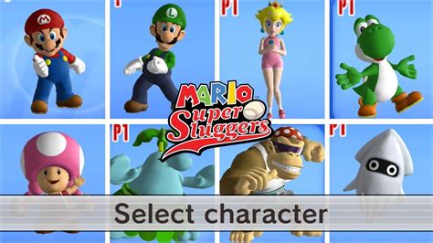 Mario Super Sluggers - All Character Select Animations - YouTube