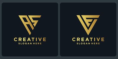 Premium Vector | Triangle shape logo collection with golden color