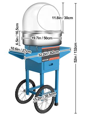 VEVOR Cotton Candy Machine With Cart & Cover Electric 21" Aluminum Sugar Head | VEVOR EU