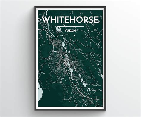 WHITEHORSE YUKON City Map Print // home decor office | Etsy