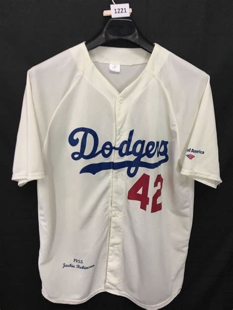 MENS XL JACKIE ROBINSON LA DODGERS 1955 #42 JERSEY BASEBALL MLB # ...