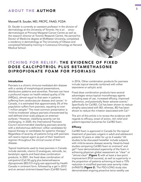 Itching For Relief: The Evidence Of Fixed Dose Calcipotriol Plus Betamethasone Dipropionate Foam ...