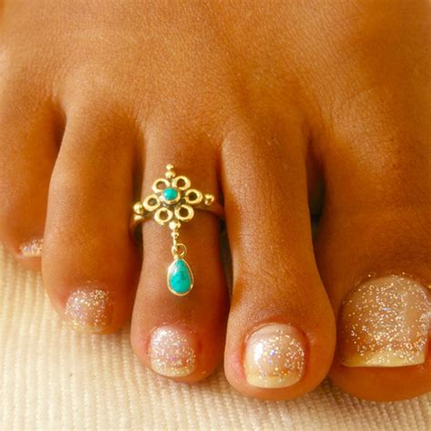 Brass Toe Ring Adjusable Toe Ring Gemstone Toe Ring Foot - Etsy