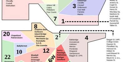 Dublin districts map - Dublin map districts (Ireland)