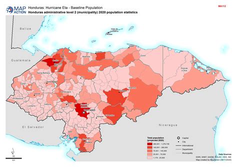 Honduras: administrative level 2 (municipality) 2020 population statistics - Datasets - MapAction