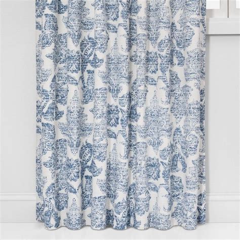 84"x54" Charade Floral Light Filtering Curtain Panel Blue - Threshold ...