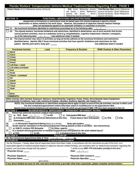 Workers' compensation uniform medical treatment reporting form (Florida) in Word and Pdf formats ...