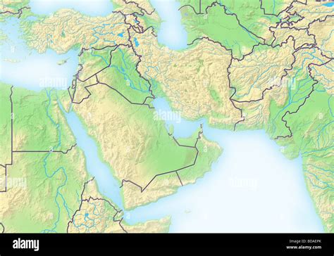 Near East, shaded relief map Stock Photo - Alamy